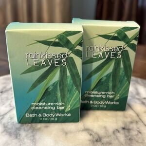 2pc Bath & Body Works Rainkissed Leaves 2 Oz Moisture-Rich Cleansing Bars Soap